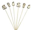 100 Pcs Bamboo Fruit Picks Fancy Cocktail Sticks Appetizer Toothpicks [Fruit-1]