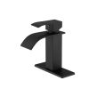 Single lever waterfall bathroom sink faucet