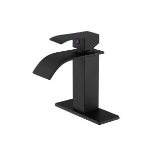 Single lever waterfall bathroom sink faucet