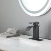 Single lever waterfall bathroom sink faucet